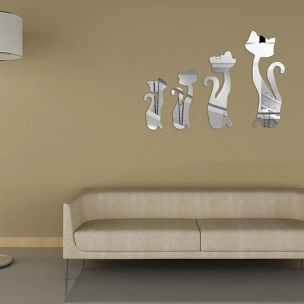 Nursery Mirror Wall Decor : D cat mirror wall stickers set