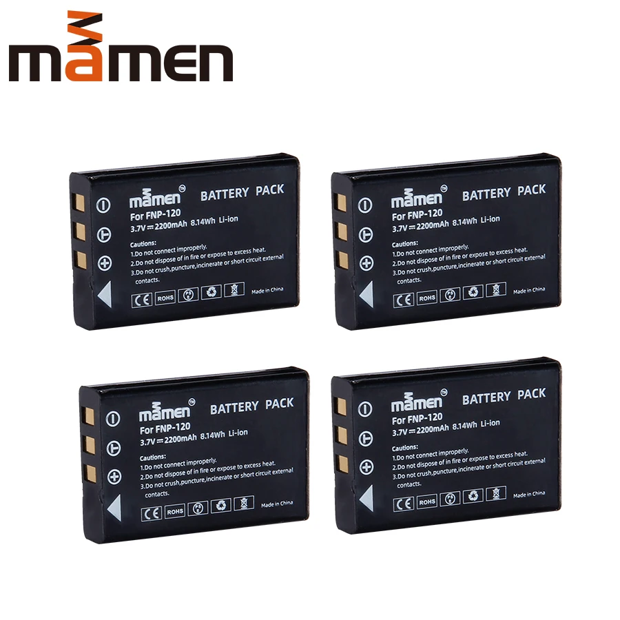 Mamen 4 шт. 2200 мА/ч, FNP-120 NP-120 NP120 Перезаряжаемые цифровой аккумулятор для Fujifilm F10 F11 зум M603 MX4 603 Камера батареи