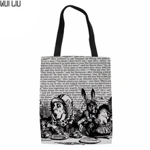 Индивидуальные изображения Холщовая Сумка модная Подростковая сумка через плечо для девочек сумка для покупок Alice винтажная Женская пляжная сумка с принтом