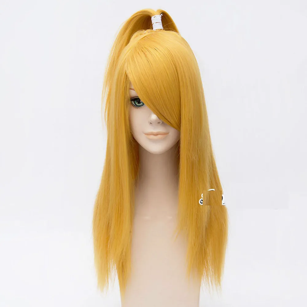 

Naruto Deidara Golden Yellow Straight Long Wigs Women Ponytail Cosplay Hair