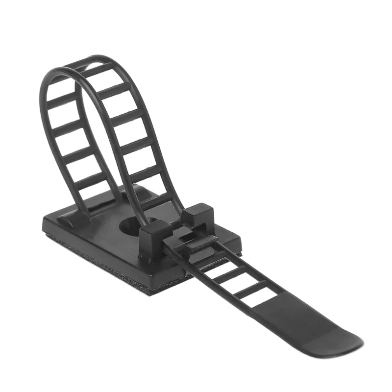 100 Pcs Wire Clamp Strap Holder Adjustable Cable Clips Self Adhesive