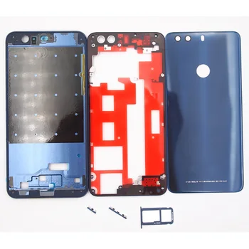

BaanSam New LCD Front Frame Middle Frame Glass Battery Back Cover For Huawei Honor 8 With SIM Card Tray+Power Volume Buttons