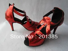 Wholesale Ladies Red Snakeskin Print Sexy Salsa Ballroom Tango Latin Dancing Shoes Size 5,5.5,6,6.5,7,7.5,8,8.5,9,9.5,10