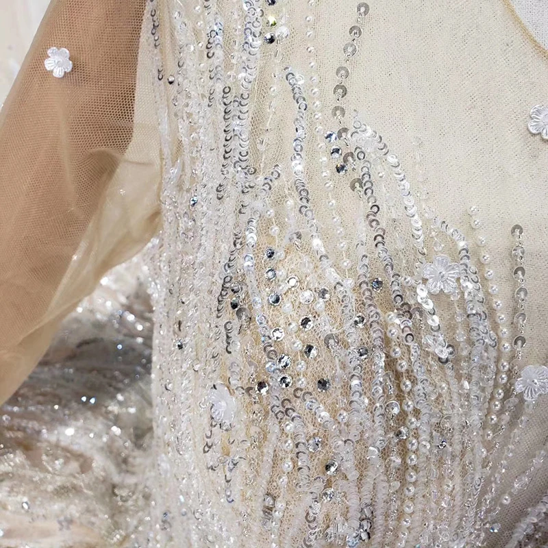 HTL462 бальное платье принцессы, свадебные платья с длинным рукавом, круглым вырезом, аппликацией цвета шампанского, кружевные свадебные платья с свадебной вуалью mariage