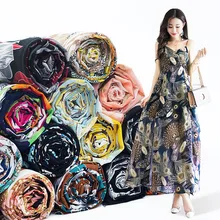 150 см* 50 см цветок перо шифоновая ткань с рисунком модная ткань для платья юбки вечерние декораторы летнее платье ткань пэчворк материал