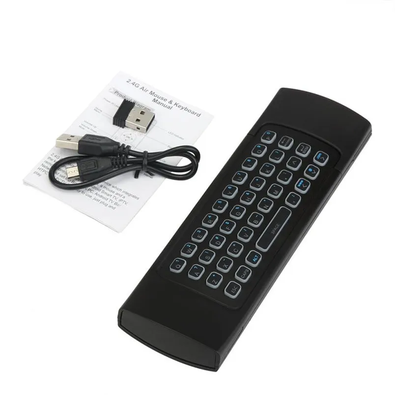 Надежная Беспроводная Клавиатура Mini 2,4G с подсветкой Air mouse для ПК Pad Android tv Box: 3-Gyro+ 3-Gsensor