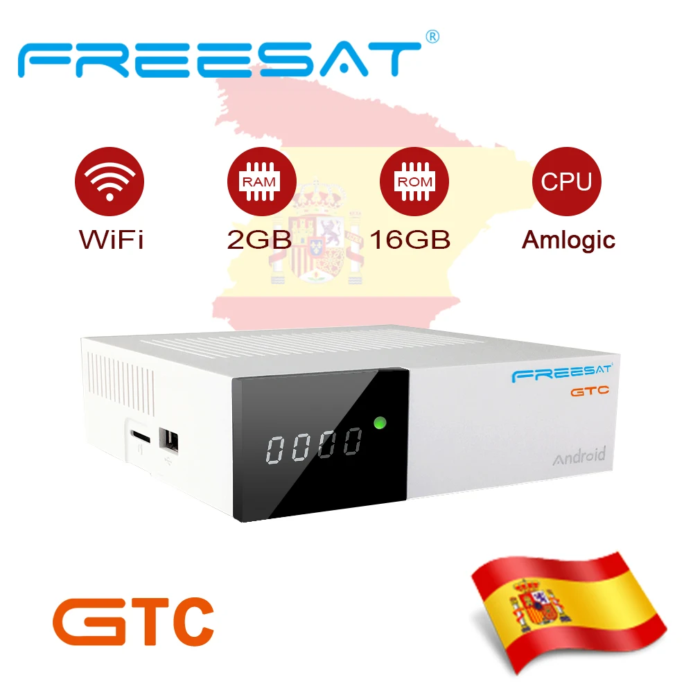 FREESAT gtmedia GTC Android 6,0 ТВ приставка DVB-S2 DVB-T2 dvb-c ISDBT Amlogic S905D 2 Гб ОЗУ 16 Гб ПЗУ Поддержка ip tv m3u cccam bluetooth