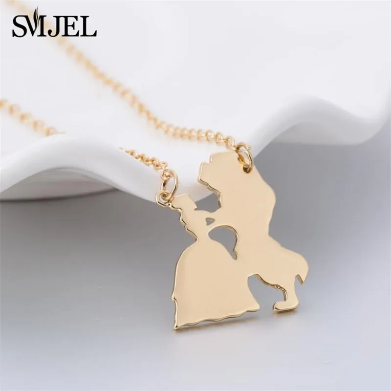 

SMJEL Fashion Beauty and the Beast Necklace for Women Movie Jewelry Simple Rose Flower Couple Pendants Necklaces Girl Gift