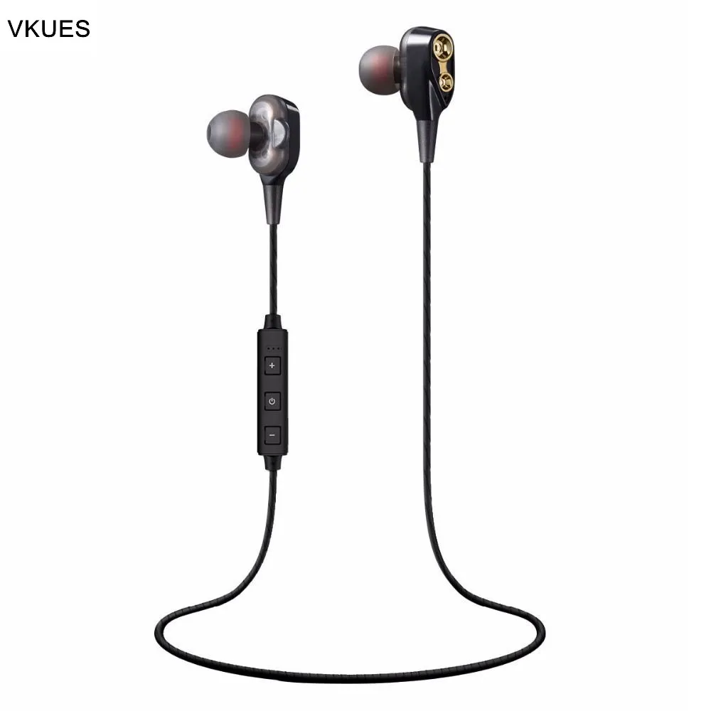 VKUES XT21 Bluetooth Earphones Wireless Double Dynamic Earphone Sports Earbuds HIFI Bass Subwoofer Headset With Mic | Электроника