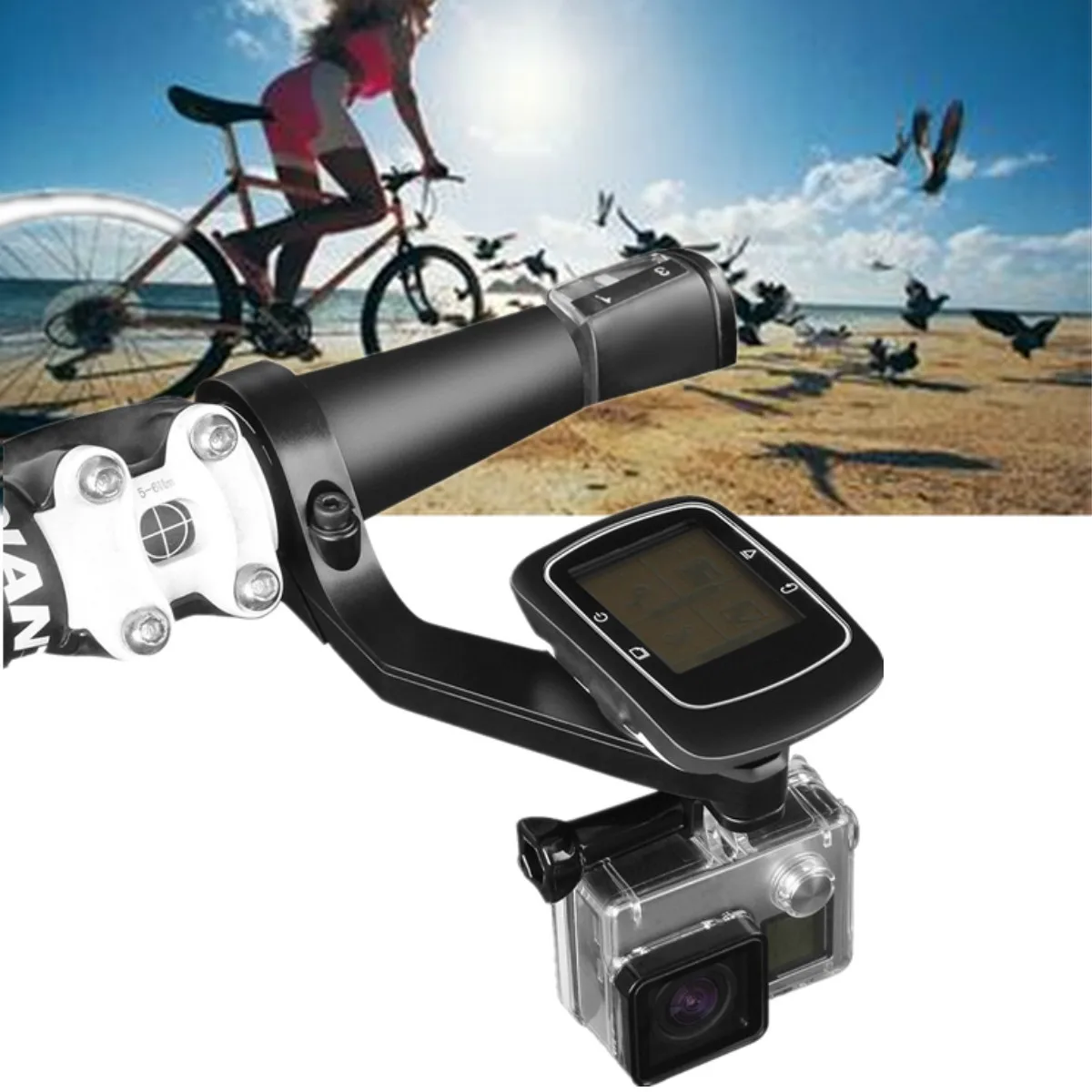 Bike Bicycle Handlebar Computer Mount Holder Adapter Bracket Support for Garmin Edge Gopro Bike