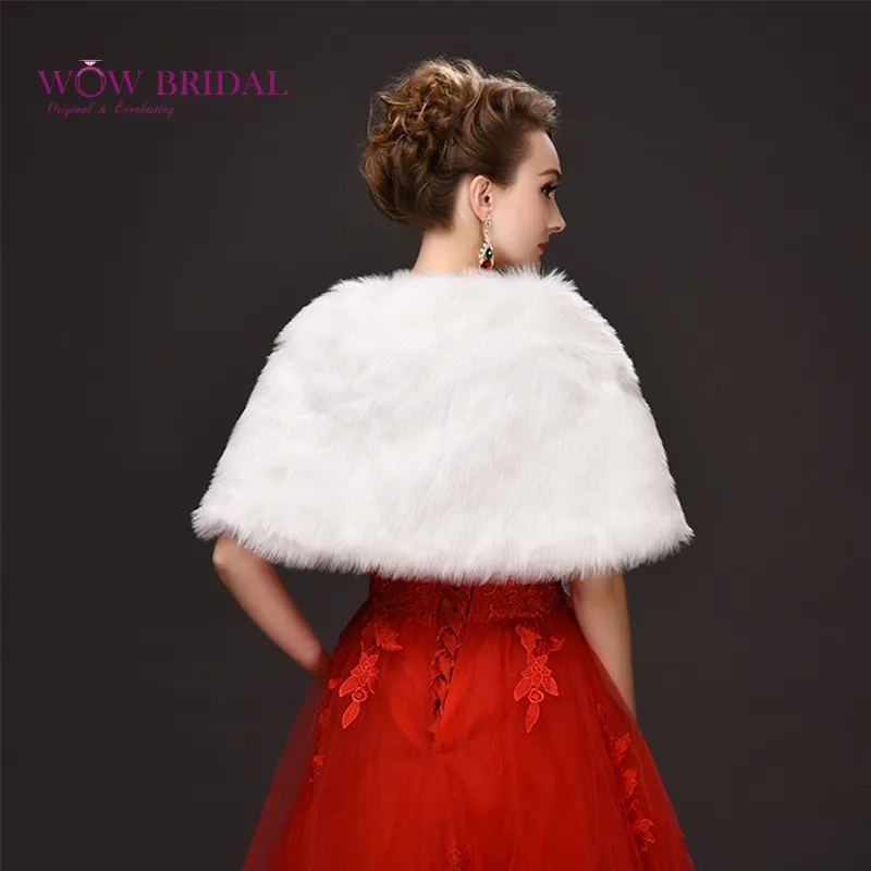 Wowbridal элегантный белый свадьбы обертывание подчинение искусственного меха вязаные шали свадебный пальто аксессуары
