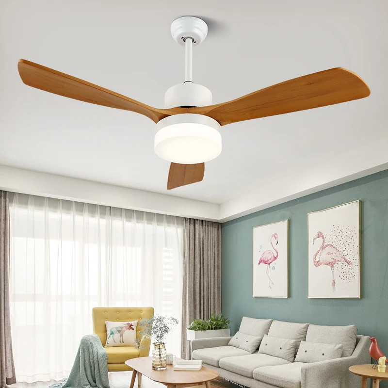 

LED Ceiling Fans For Living Room 220V Wooden Ceiling Fans With Lights 42 Inch Blades Cooling Fans Remote Dimming Fan Lamp