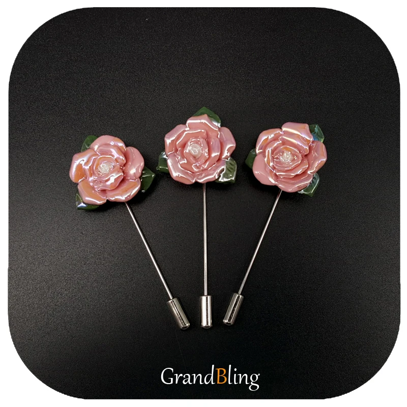 

Fancy Design of Hand-made Glazy Ceramic Rose Lapel Pins for Lady's Dress Accessories