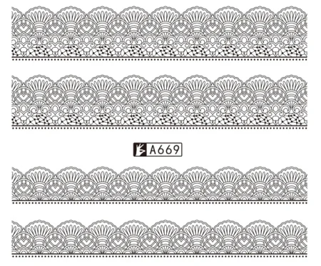 48 листов в партии, Переводные ногти с водой, кружевные черные цветы, дизайн, маникюрные советы, инструмент для украшения ногтей, набор A625-672