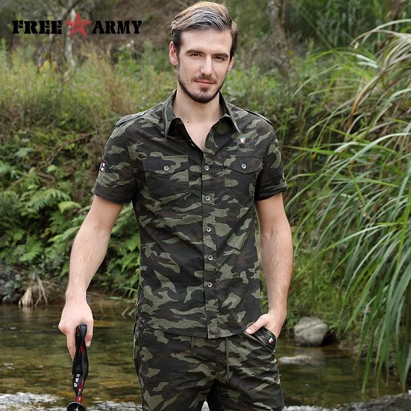 residuo Extensamente tensión Camisa militar de manga corta para hombre, ropa informal de marca, ropa  Social, Verano _ - AliExpress Mobile