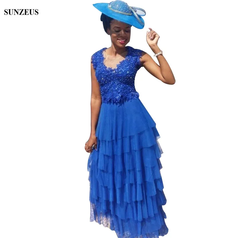 Royal Blue Moeder Van De Bruid Jurken Voor Bruiloften A-lijn Lange Tiered Tulle Lady Partij Jassen Parels Kralen Applique Vrouwen jurk Royal Blue Moeder Van De Bruid Jurken Voor Bruiloften A-lijn Lange Tiered Tulle Lady Partij Jassen Parels Kralen Applique Vrouwen jurk