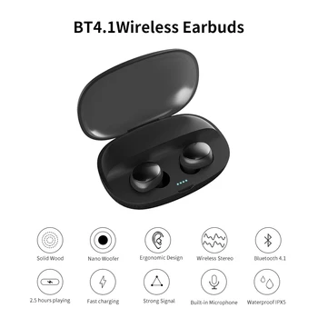 

Portable EVA Bag Case Wireless Earbuds BT4.1 Sports Headphone IPX5 Waterproof Mini Earbuds 1200mAh Battery Case