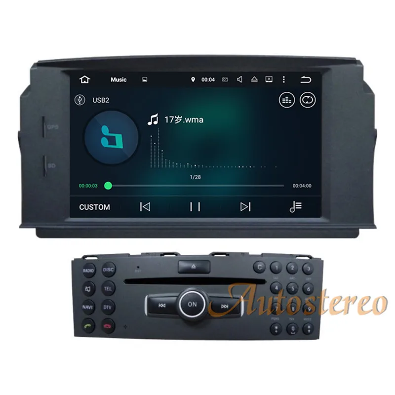 Новейший Android 9,0 автомобильный dvd-плеер gps навигация стерео радио блок для MERCEDES BENZ C Класс C200 C180 W204 авто мультимедиа