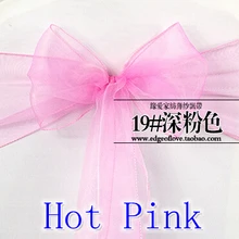 Ярко-розовый цвет стул Пояса Кристалл из органзы Свадебная вечеринка украшение бантом снег шелковой органзы Sash группа