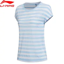 Li-ning Женская Беговая футболка бегущая на сухой полиэстер дышащая подкладка Обычная посадка удобная спортивная футболка Топы ATSN074 CAMJ18