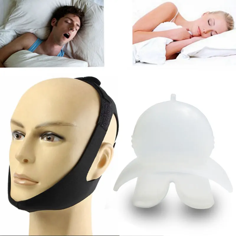 

2PCS Anti Snore Chin Strap Stop Snoring Silicone Tongue Anti Snoring Device Set Sleep Aid CPAP