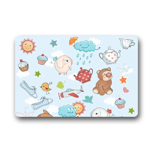 Fashion Personalized Cartoon Drawing Cute Elephant and A Bear Unique Printed Doormat | Дом и сад