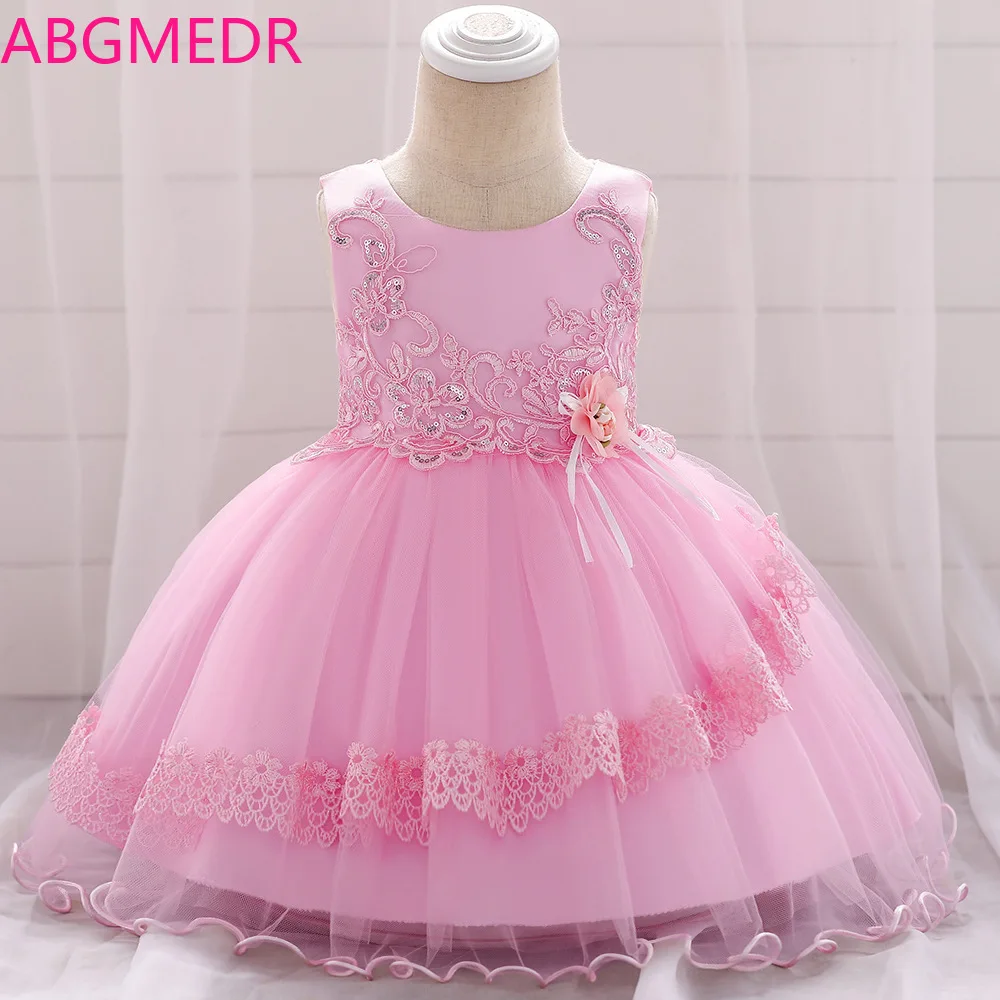 

Baby Girl Christmas Dress Newborn Dress Little Girls Christmas Clothing 1st Birthday Dress White Kids Pink Ball Gown Cute Child
