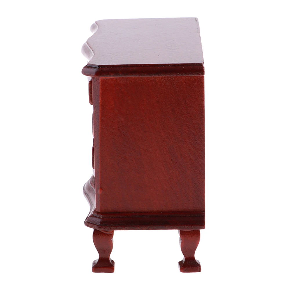 2 Set European Mini 4-Drawer Cabinet Dresser 1/12 Dollhouse Miniature Bedroom Living Room Furniture Decor