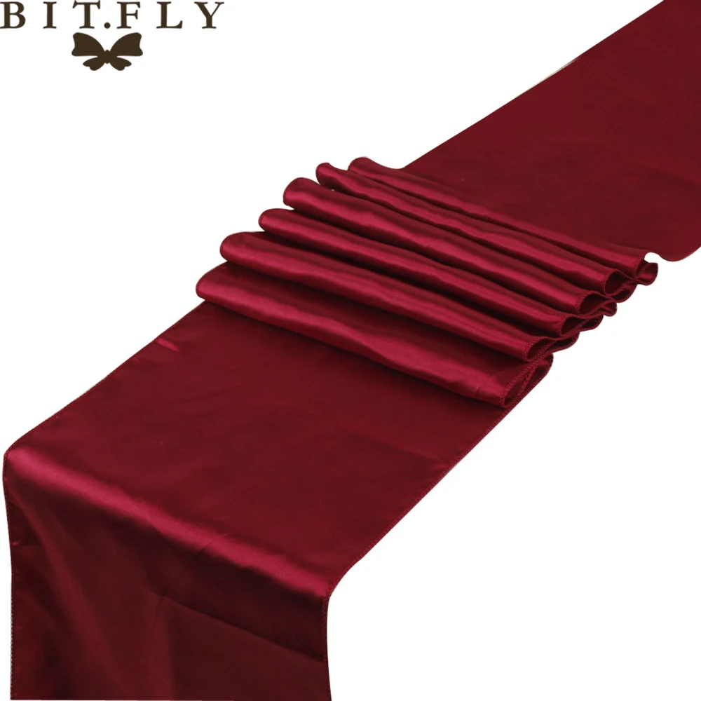 

BIT.FLY 22 Colors Satin Table Runners 12x108inch For Home Table Decor Home Hotel Wedding Party Table Decoration Free Shipping