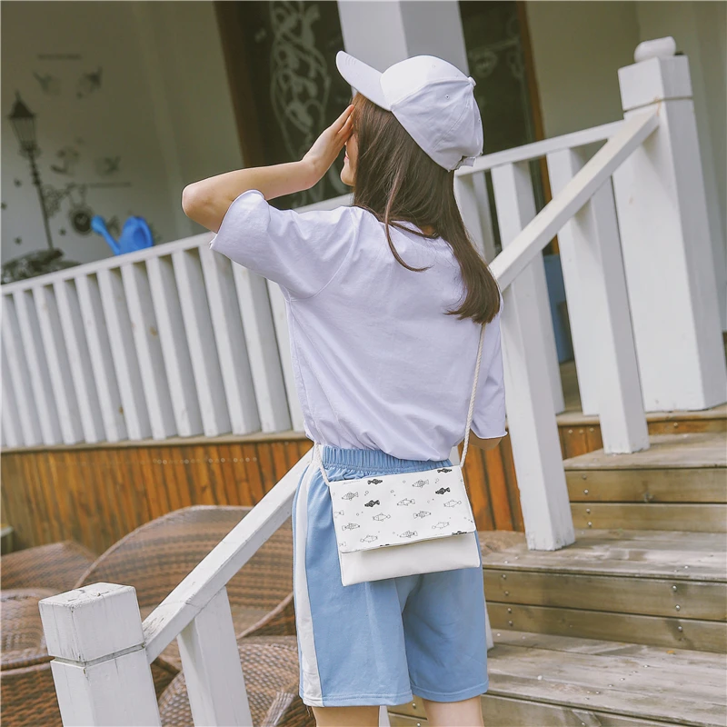 Menghuo 2 Pcsset Women Backpacks Cute Fish School Bag for Teenage Girls Printing Canvas Backpack Ladies Shoulder Bags Mochilas (3)