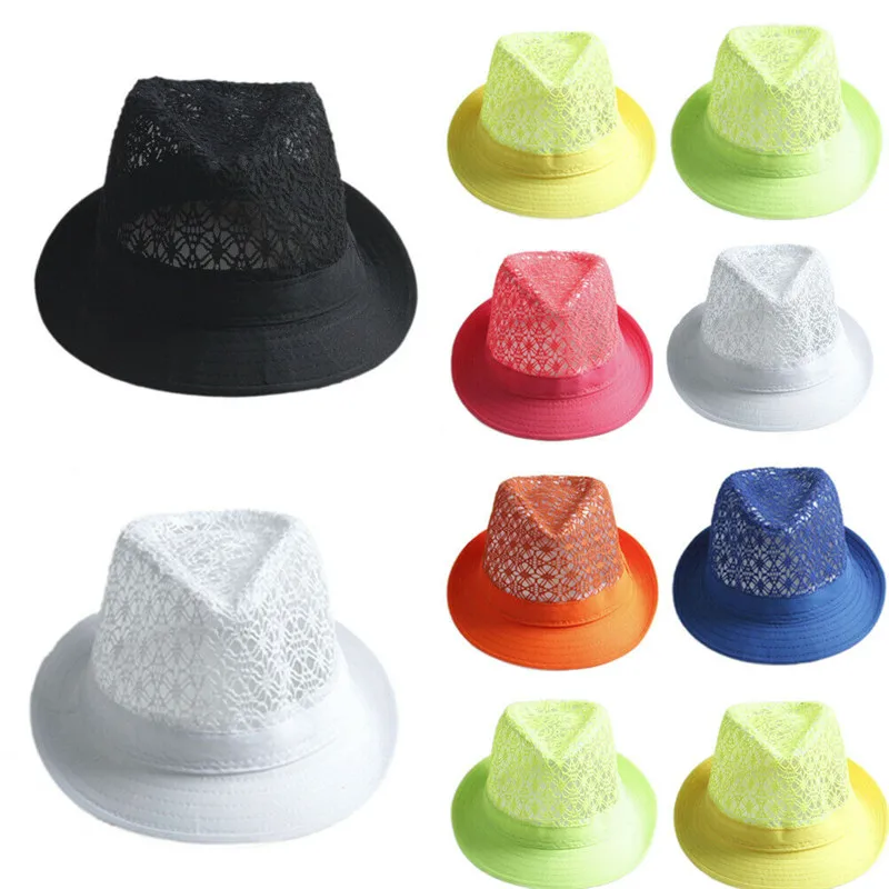 

Mens Ladies Summer Caps Hollow Solid Cotton Style Party Jazz Hat Summer Beach Outdoor Sun Hat