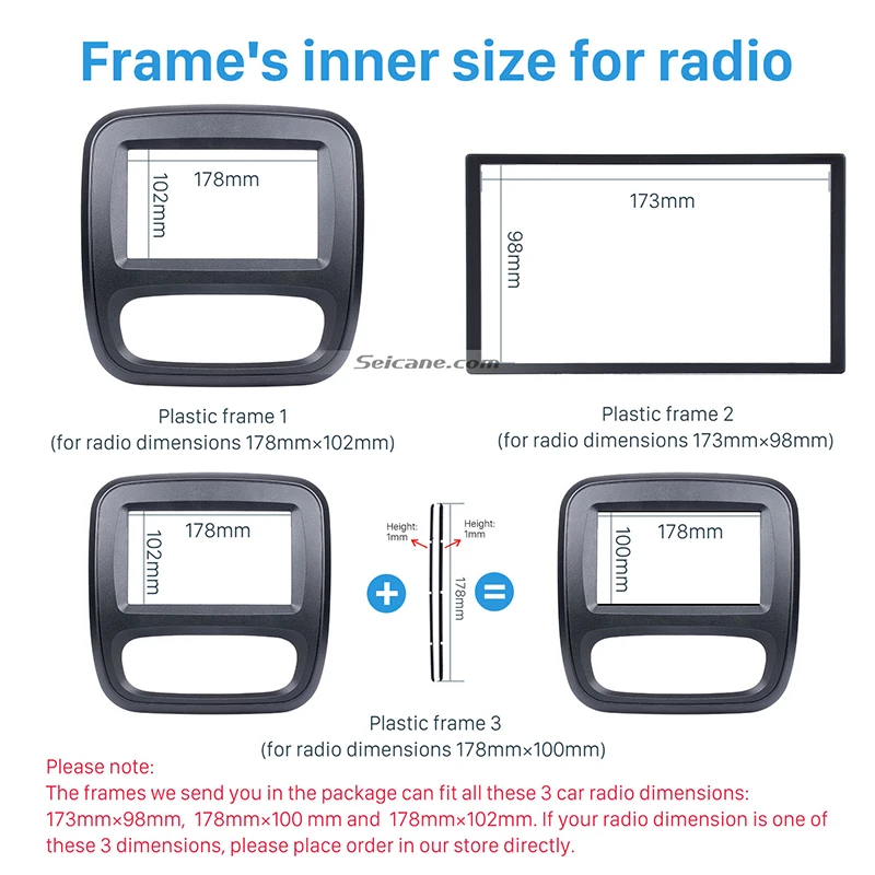Seicane 173*98/178*100/178*102 мм двойной Дин Радио панель DVD рамка для приборной доски для Renault Опель покрытие для стереосистемы комплект
