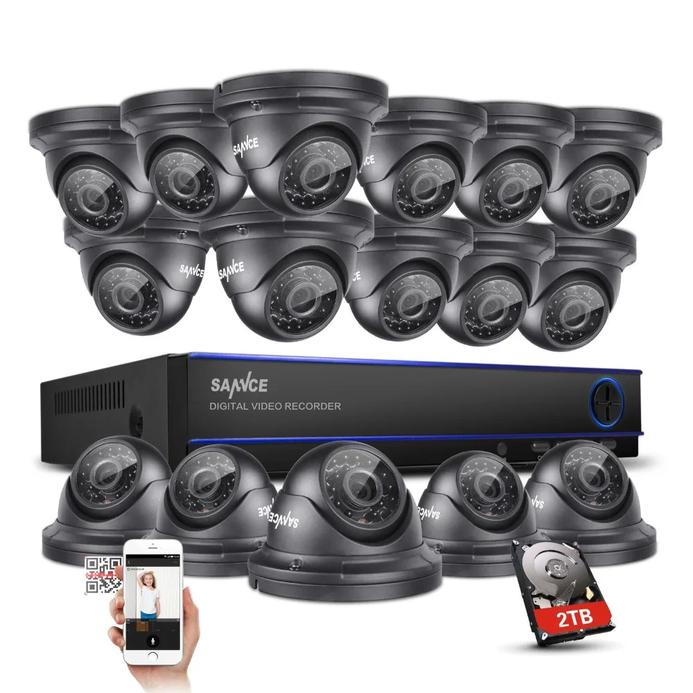 

ANNKE Home Security 16CH 1080N DVR 16PCS 720P HD High Resolution IR CCTV Camera System 16 Channel Video Surveillance Kit 2TB HDD