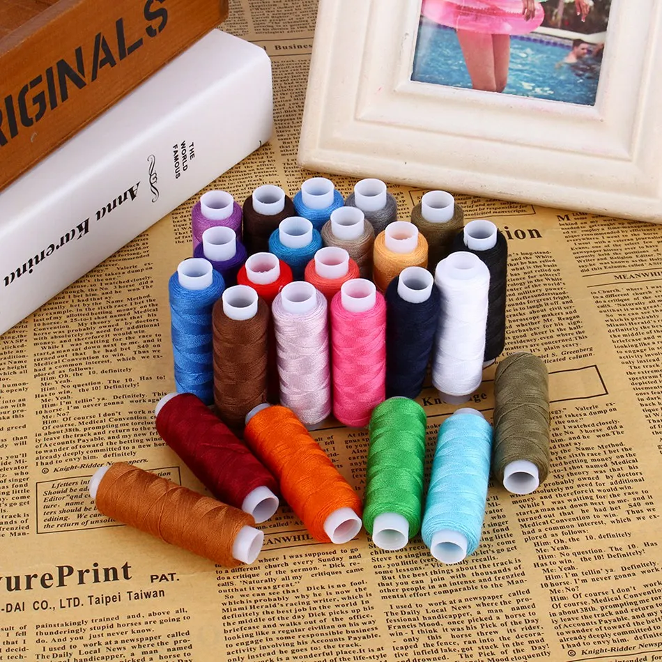 Hot Sale 24 Rolls Assorted Spool Polyester Sewing Machine Finest Cotton
