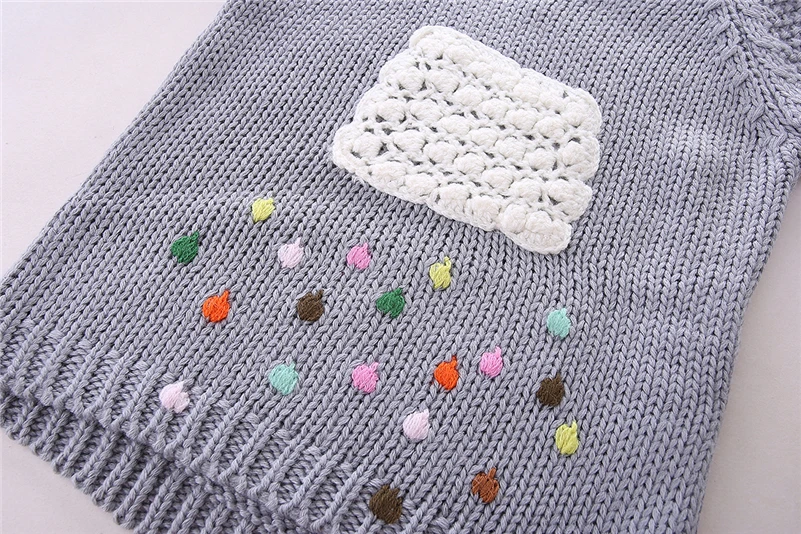 Mudkingdom/вязаные свитера для маленьких девочек; Милые весенне-осенние свитера с вышивкой в виде облака