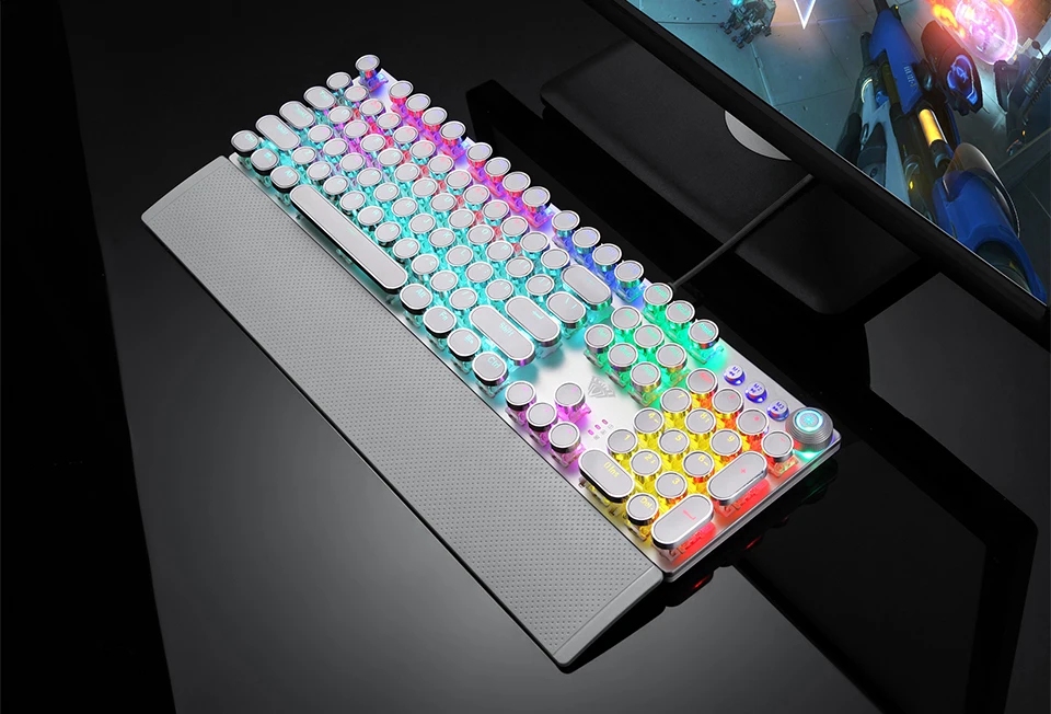 Механическая игровая клавиатура RGB светодиодный подсветкой 104 клавиш с подсветкой teclado анти-ореолы большие клавиши крутой дизайн для PC Gamer