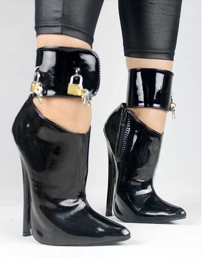 leather high heel ankle boots