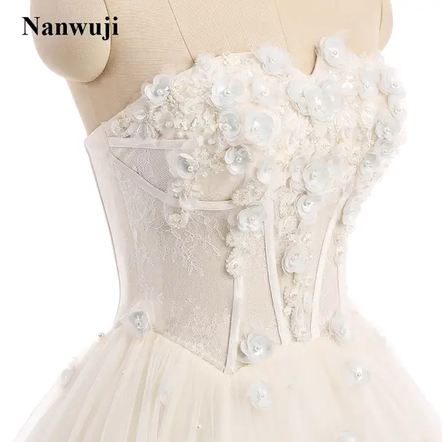 2017 Nanwuji Sweetheart 3d Lace Flower Wedding Dress Illusion