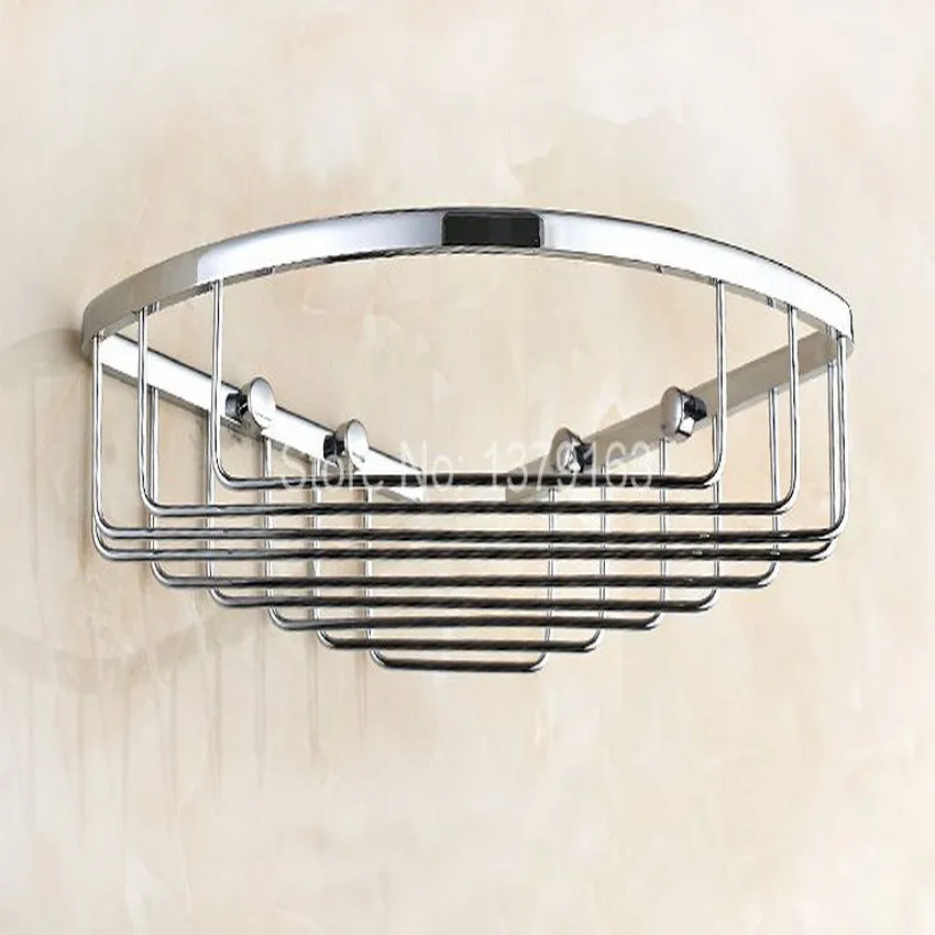 Brass Wall Mounted Shower Caddy Basket Polished Chrome Bathroom