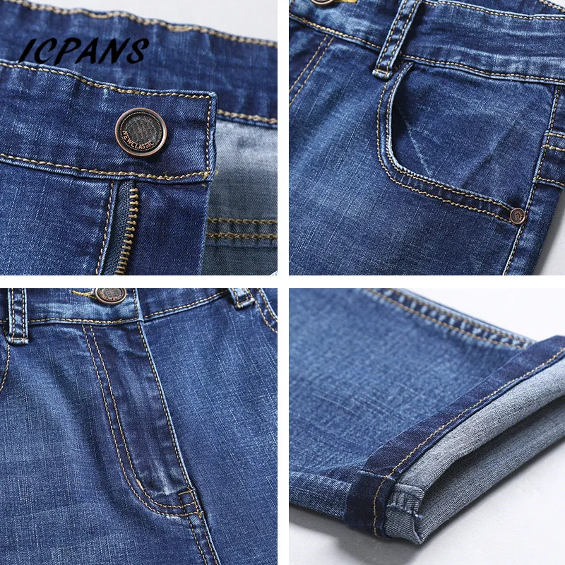 Мужские классические джинсы ICPANS черные зауженные винтажные Стрейчевые для