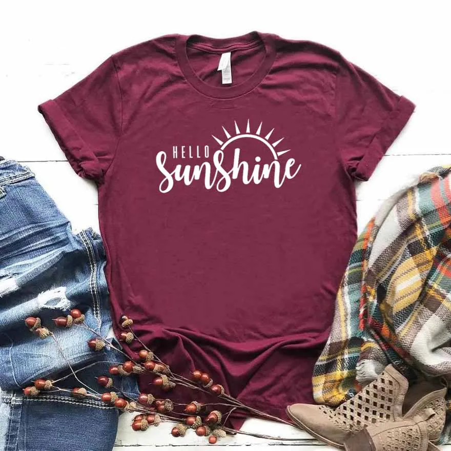 

Hello Sunshine Women tshirt Cotton Casual Funny t shirt Gift For Lady Yong Girl Top Tee 6 Color Drop Ship S-796