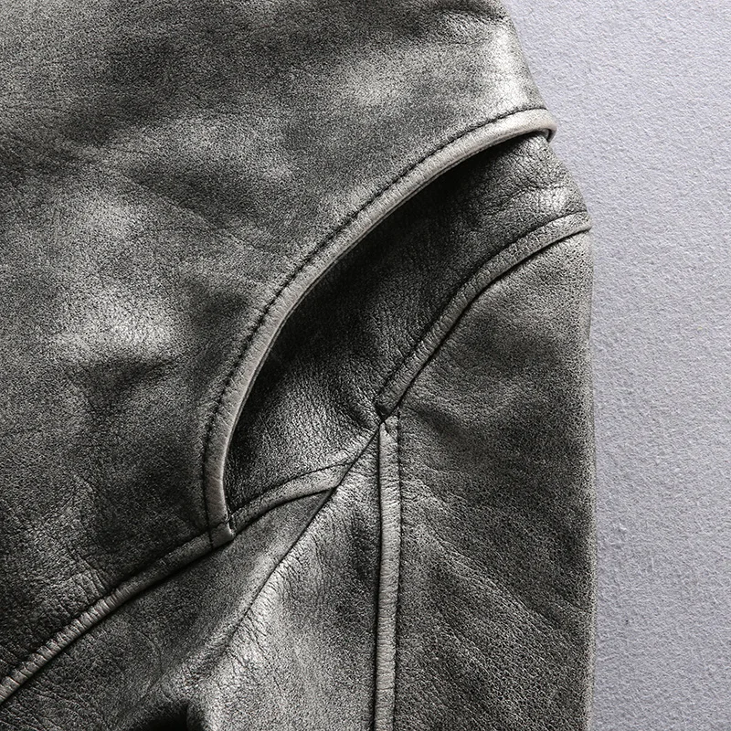 Buy genuine cow skin leather jacket mens casual cowhide leather jacket