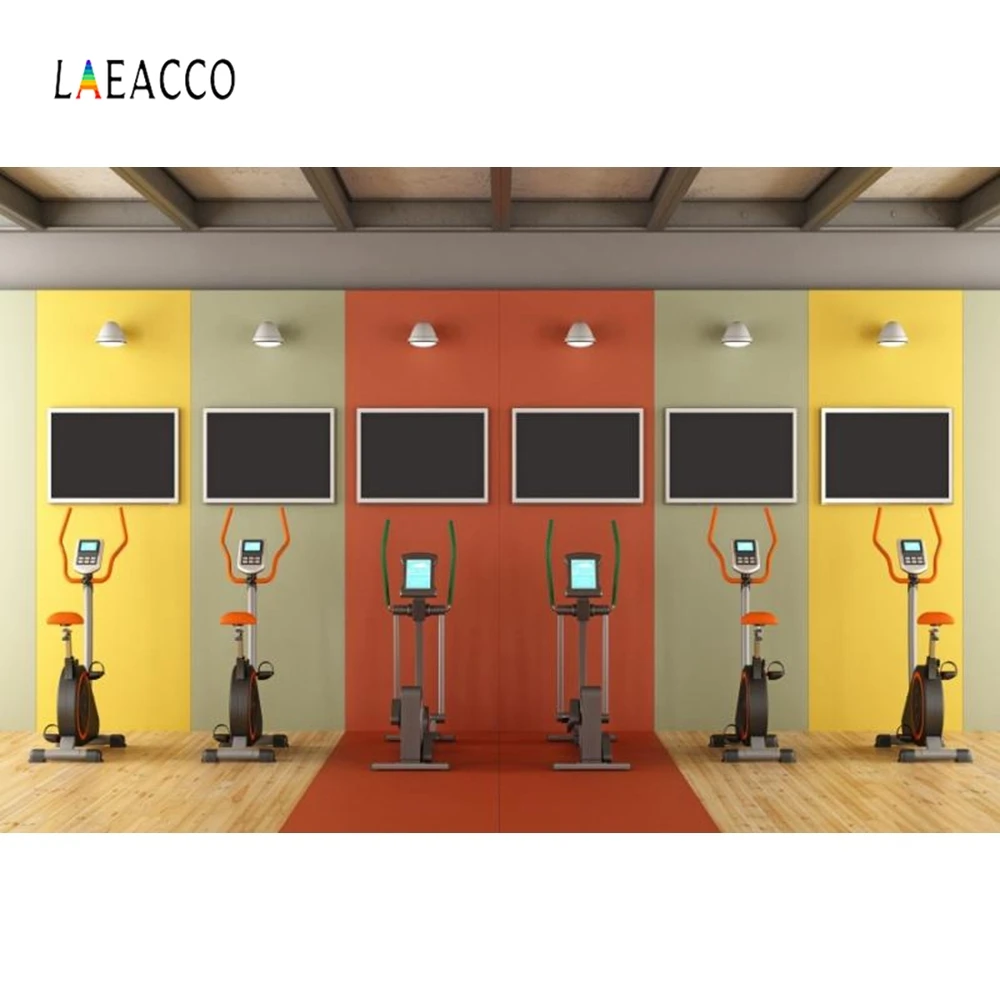 

Laeacco Gymnasium Fitness Equipment Backdrop Photography Background Customized Photographic Backdrops For Photo Studio