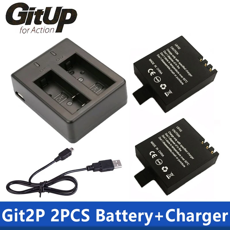 Skup Bateria podwójna ładowarka + 2 szt. 1000mAh oryginalna GitUP Backup akumulator litowo jonowy do GitUP Git2 Git2P kamera sportowa