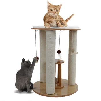

PAWZ Road Cat Tree Natural Sisal Scratching Post Multi-layer With Kitten Favor Ball Toys Jumping Climbing Frame Cat Furniture
