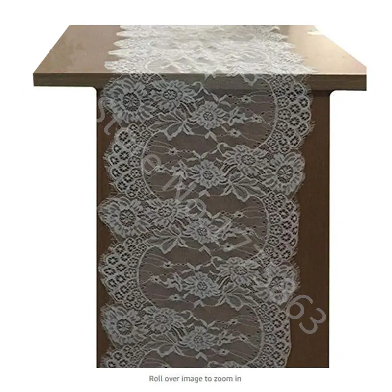 

14 x 118 Inch White Lace Table Runner Floral Table Runner for Bridal Shower Rustic Wedding Decorations AA8121-2