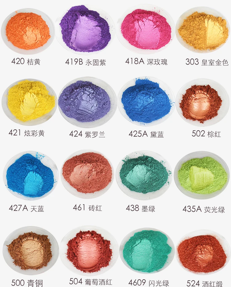 

Colorful Pearl Powder Pigment for Eye shadow Nail Polish Mica Glitter Pearlescent Powder Cosmetic Flash Dust Dye Soap Pigment