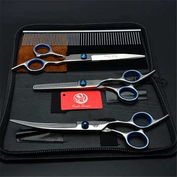 

Suit 7.0" 19.5cm Purple Dragon Blue Grooming-for-dog Thinning Shears Cutting Scissors Pets Hair Clipping Scissors Add Bag Z3001