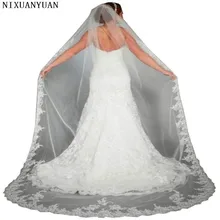 Реальные фотографии белый/свадебная вуаль цвета слоновой кости 3 м длинный гребень кружевная Мантилья Свадебные аксессуары, фата Veu De Noiva