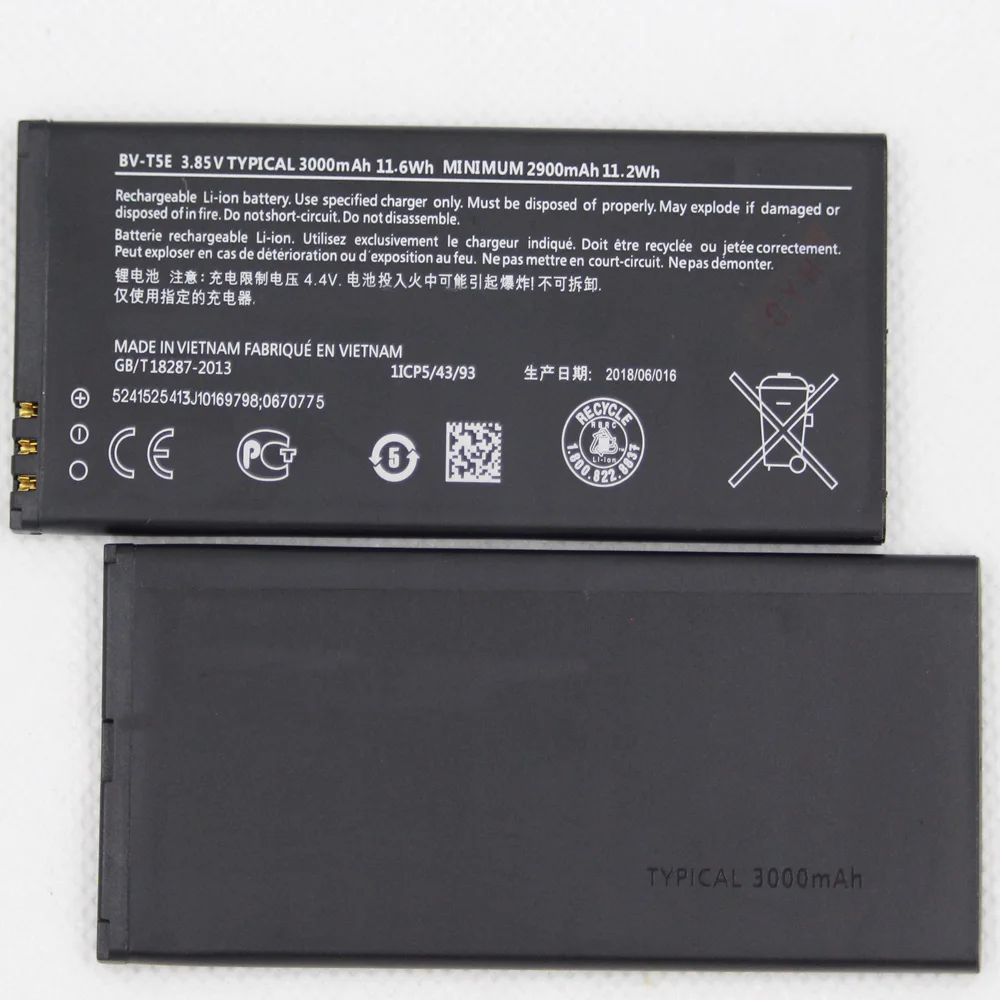 20 шт./лот 3000 мАч/11.6Wh 3 8 V BV T5E запасная батарея для Nokia Microsoft Lumia 950 RM 1106 1104 110 МПЮП